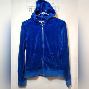 JUICY COUTURE WOMEN'S BLUE FULL ZIP UP HOODIE SWEATSHIRT SIZE LARGE